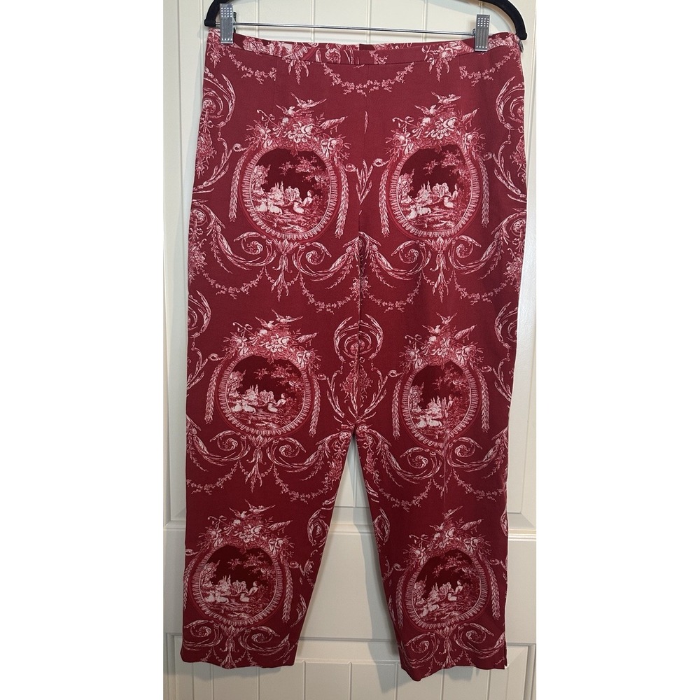 Doncaster Womens Stretch Pants Red Side Zip Cotton‎ Lycra capri pants sz 12 GUC